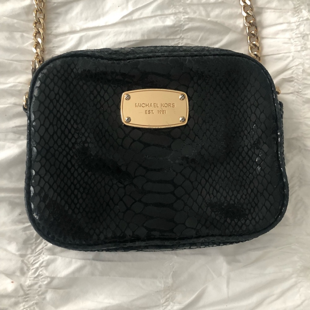 Michael Kors Black Snakeskin Crossbody Bag